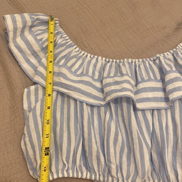 J.Crew off shoulder white and blue cotton crop top . Size S - Picture 8 of 9